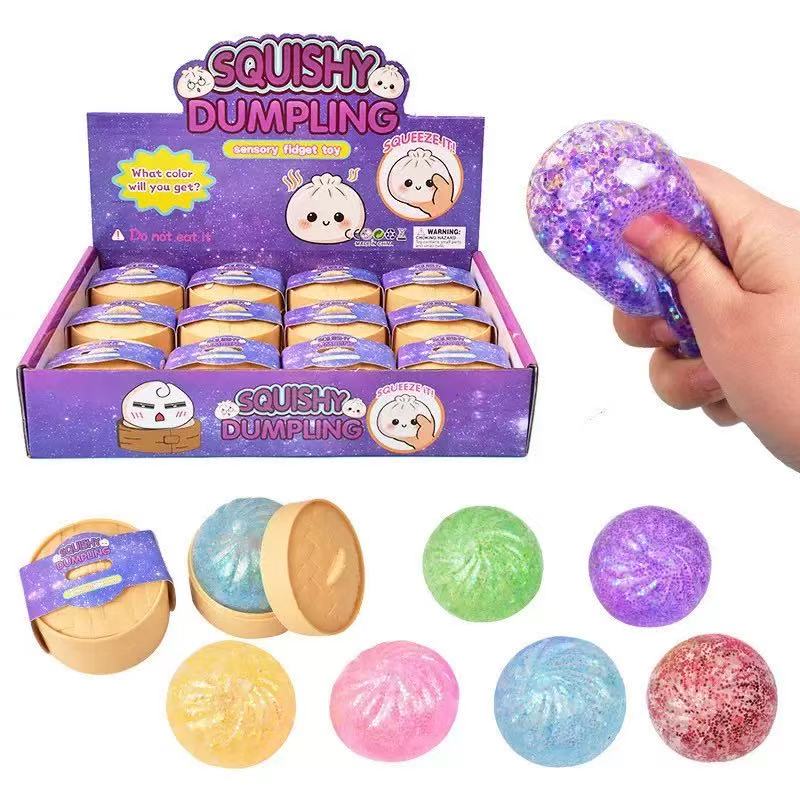Glitter Series Expressive Dumpling Squishy Blind Box,Mysecret Bun Fidget Toy,Soft TPR Material,Stress Relief,Perfect for graduation,great for students to exchange gifts